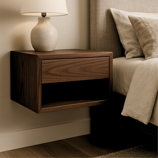 Float It, Free the Floor: Our Solid Hardwood Nightstand Clears Clutter and Adds Breathing Room