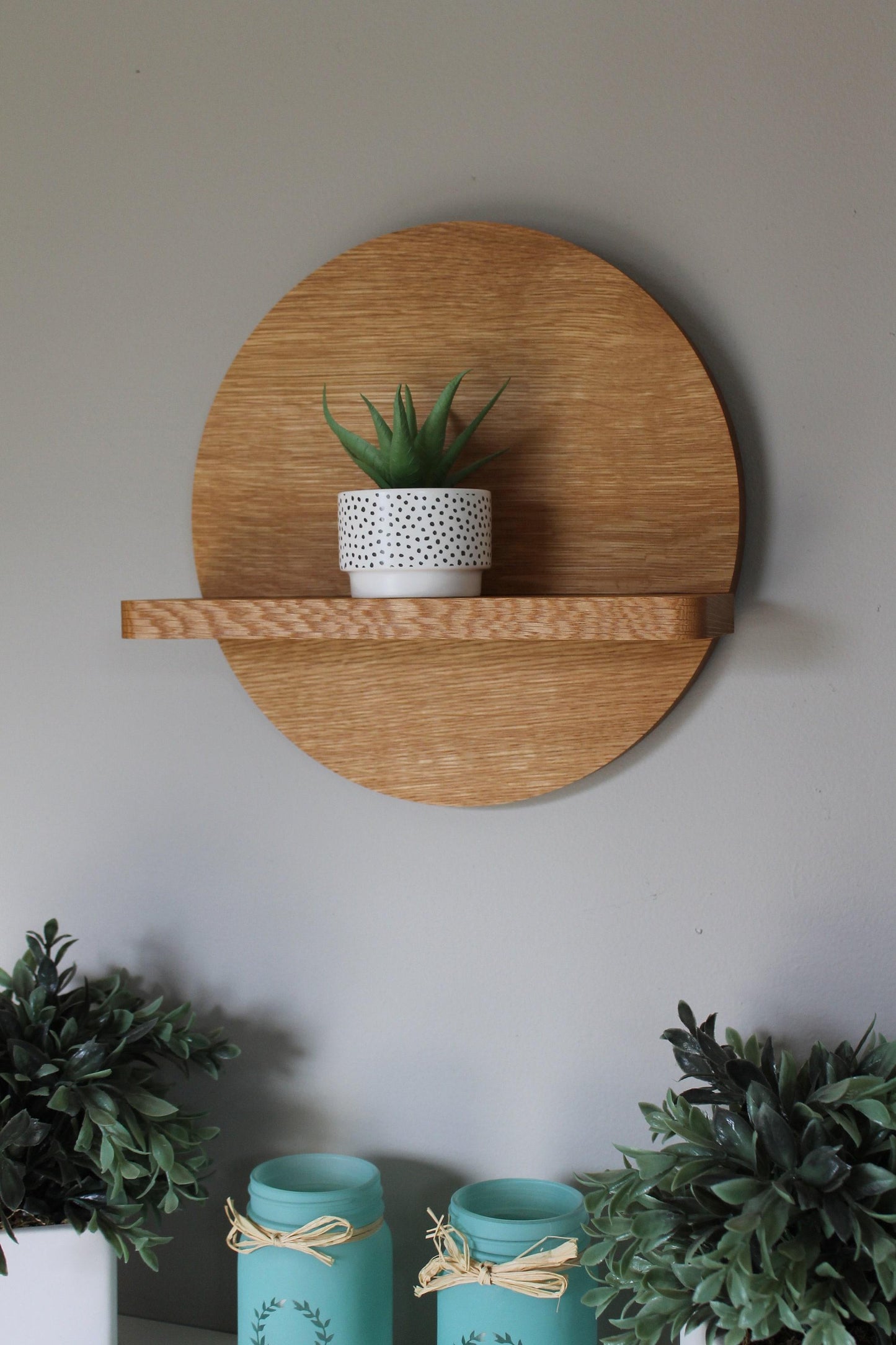 Round Wall Shelf - White Oak