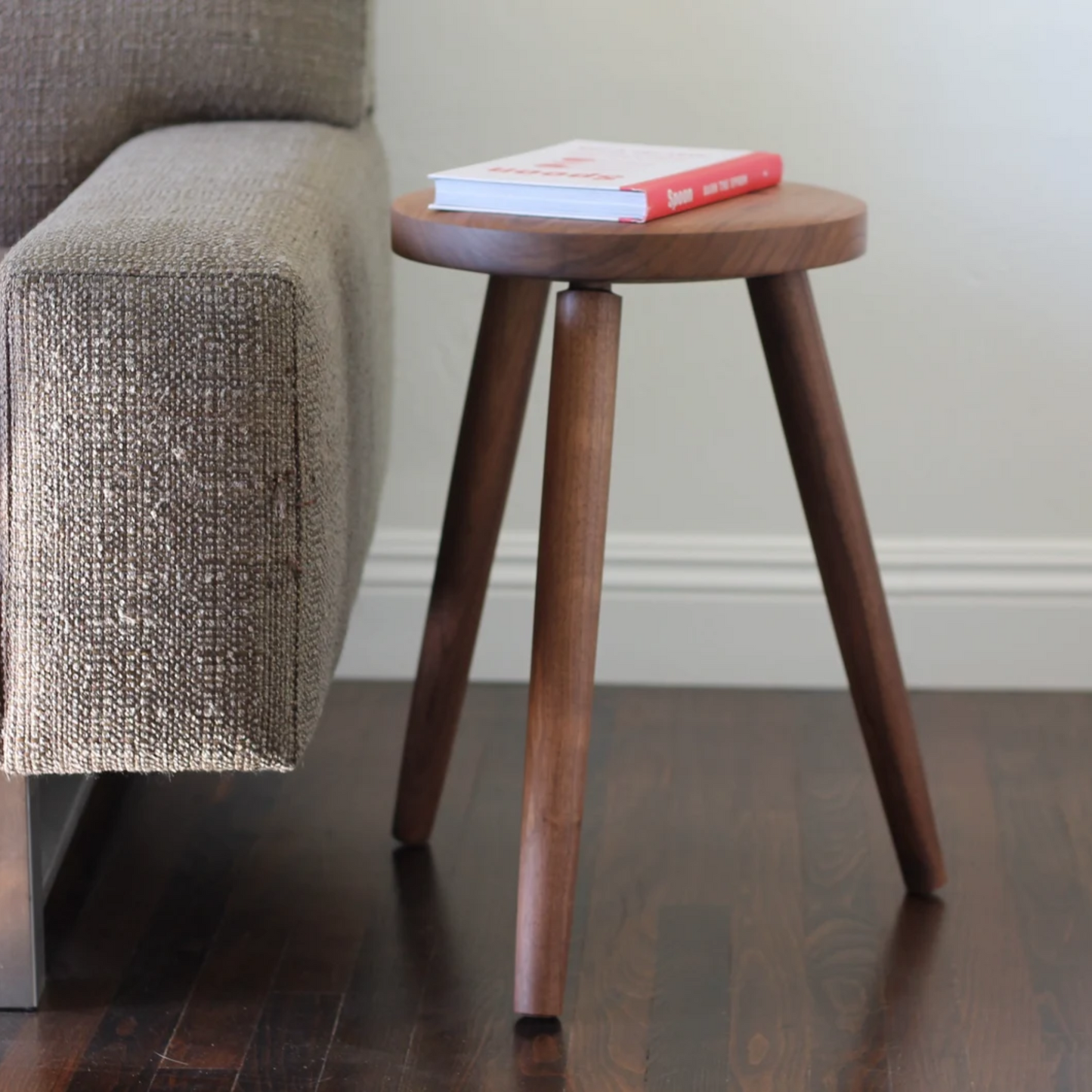 Walnut Tripod Side Table | 20″ Stool