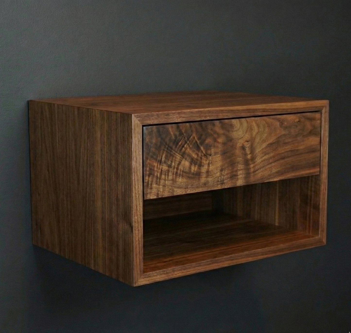 Walnut Floating Nightstand with Drawer