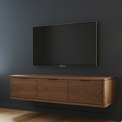 Walnut Hardwood Floating Media Console