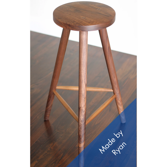 Wood Stool Handmade Walnut Counter or Bar 25 or 30 Inch Height