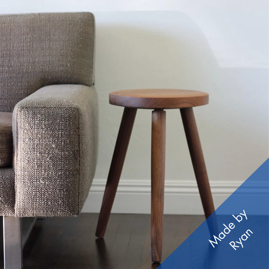 Walnut Tripod Side Table | 20″ Stool