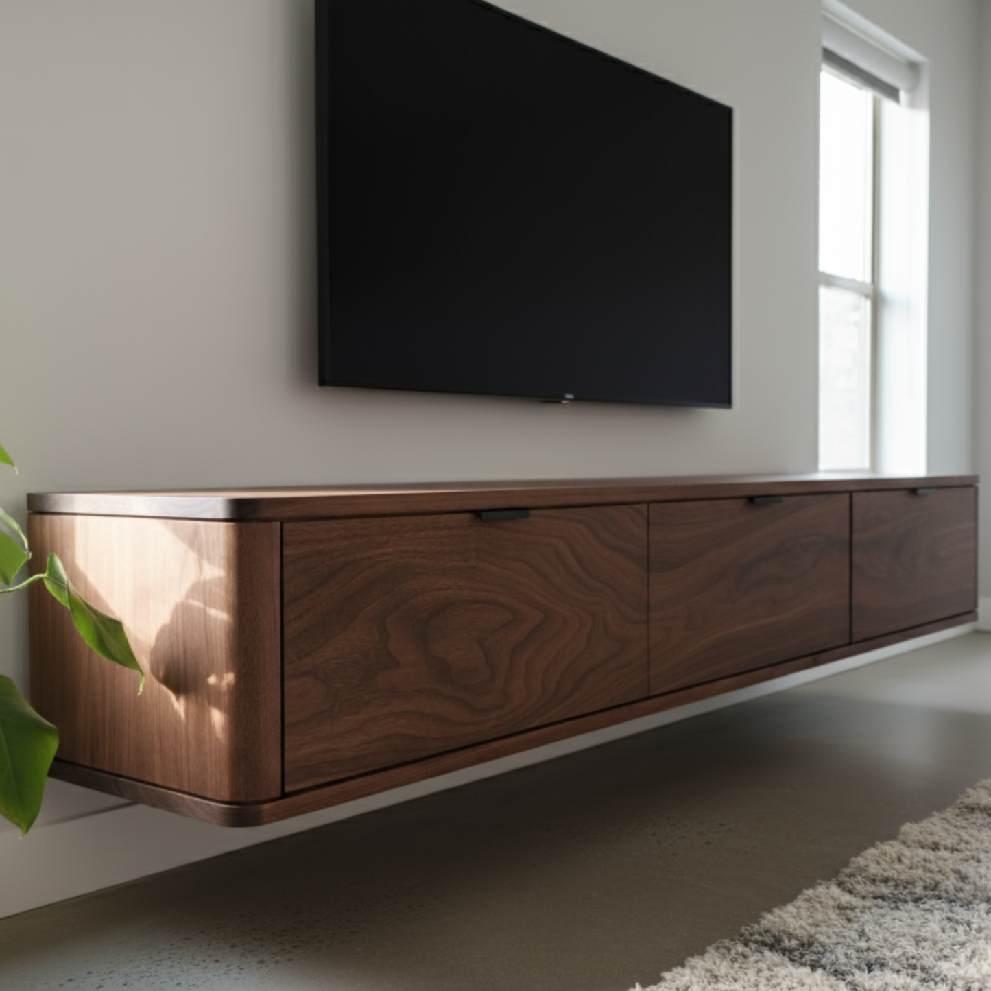 Walnut Hardwood Floating Media Console