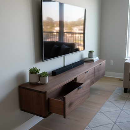Walnut Hardwood Floating Media Console
