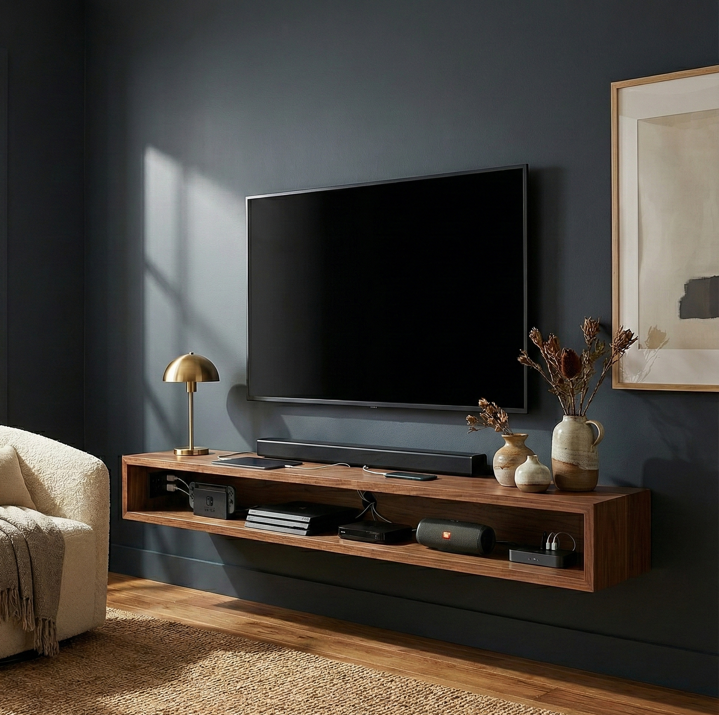 Walnut Minimal Media Console